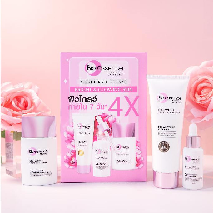 [Box Set] Bio-essence Bio-White 3 ชิ้น ผิวไบร์ทโกลว์ใสภายใน 7 วัน*4X [คลีนเซอร์+เซรั่ม+ครีมกันแดด]