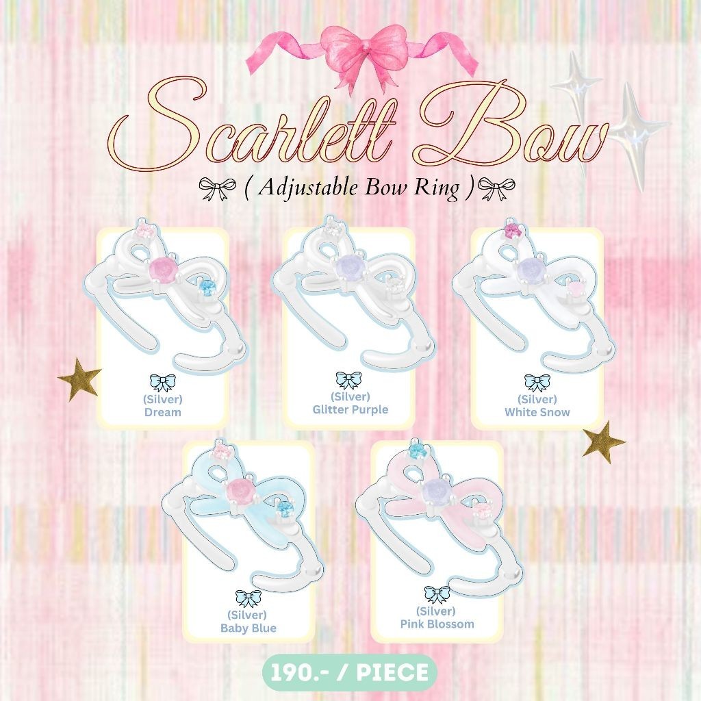 แหวน Scarlett Bow Ring แหวนโบว์ ปรับขนาดได้ Free Size - The Green Box
