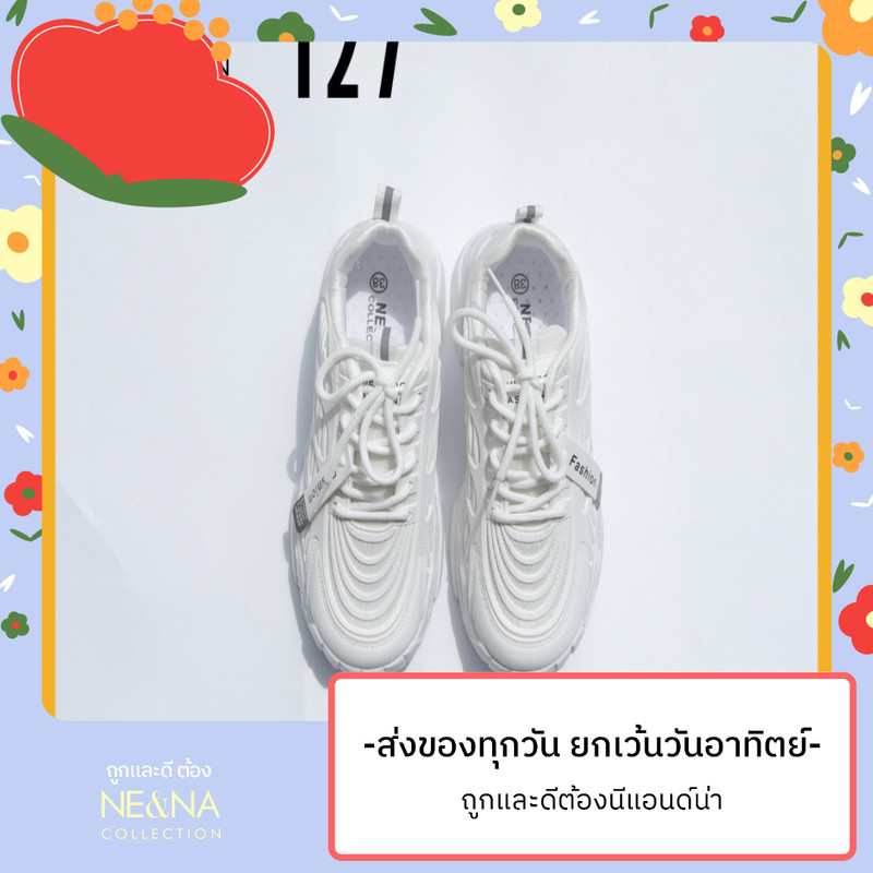 รองเท้าเเฟชั่นผู้หญิงเเบบผ้าใบส้นปานกลาง No. 127 NE&NA Collection Shoes