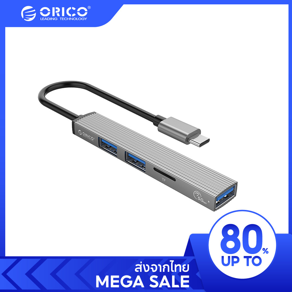 [ออกใบกำกับ- ทักแชท] ORICO AH อะแดปเตอร์ฮับ Type C Hub 4 in 1 4 Port USB 3.0 2.0 Splitter Card Reader Adapter