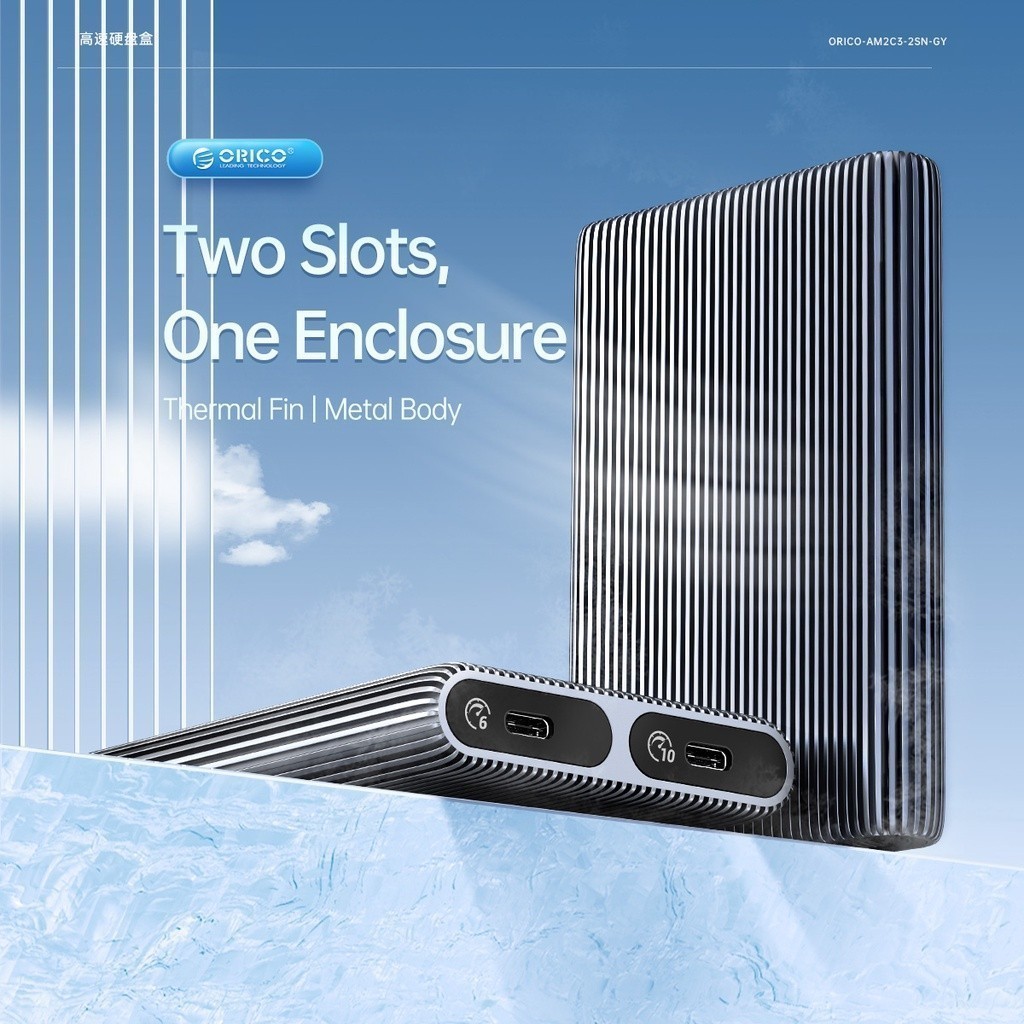 [ออกใบกำกับภาษีได้ E-TAX] ORICO AM2C3 Dual Bay Aluminum M2 NVMe SSD Enclosure NVMe PCIe SSD With Built-in Cooling Vest