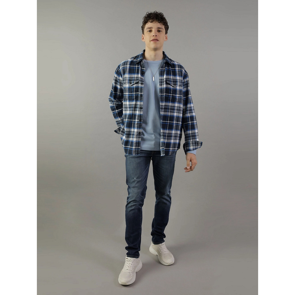 American Eagle เสื้อเชิ้ตผู้ชาย CF CSC SALVADOR TWILL FLANNEL สี BLACK - 015-2202-001