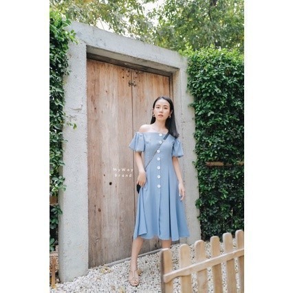 MyWay Brand : Dress ชุดเดรส Babydoll Shoulder