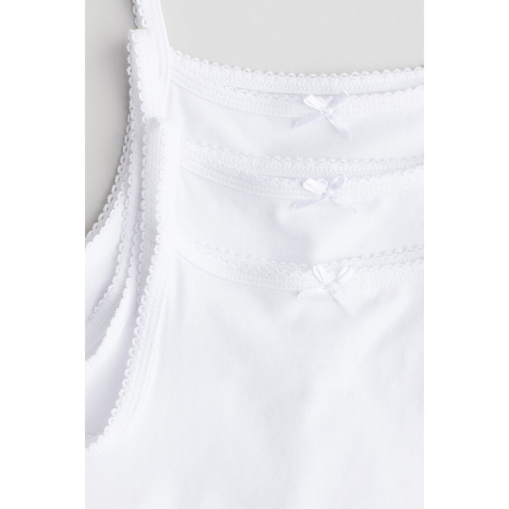 H&M(เอชแอนด์เอ็ม) เสื้อกล้ามผ้ายืดแพ็ก 3 ตัว Girls 3-pack jersey vest tops 0464695_12 - รูปที่ 2