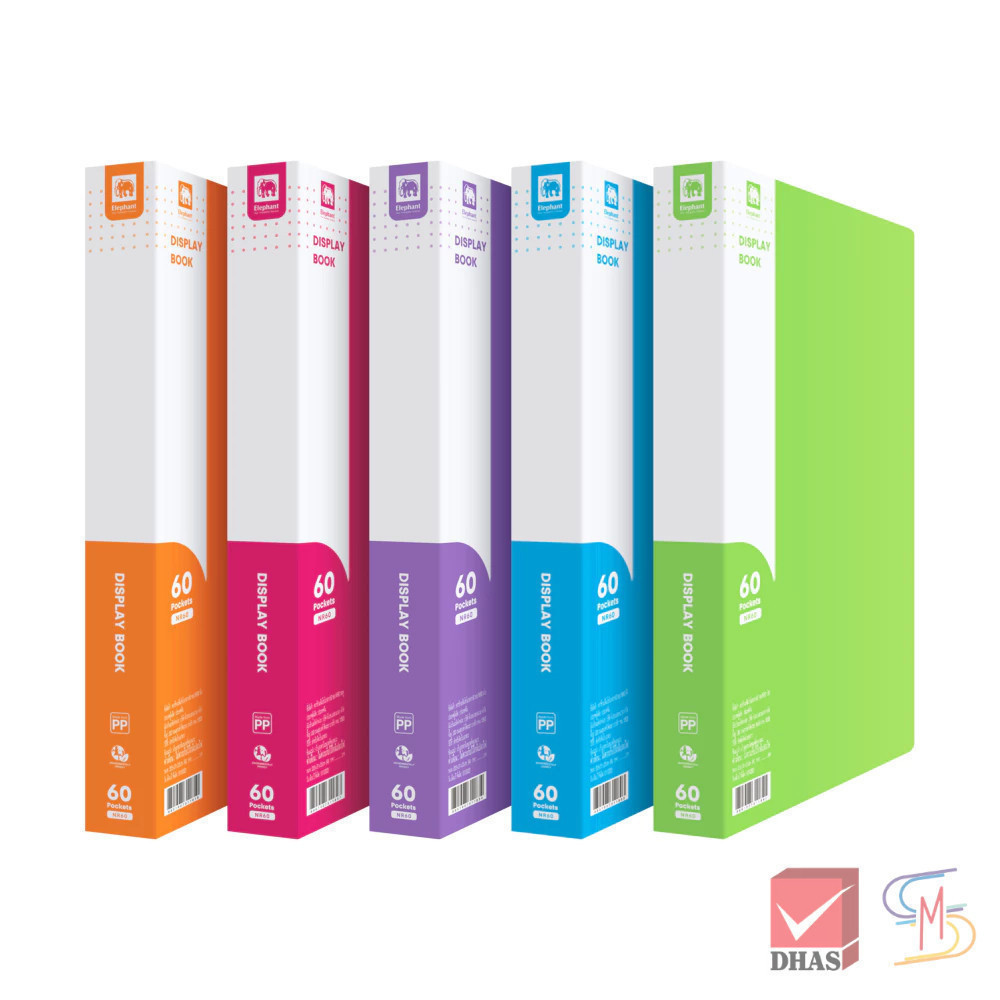 Elephant ตราช้าง แฟ้ม แฟ้มโชว์เอกสาร 60 ซอง NR60 5 สี จำนวน 1 แฟ้ม