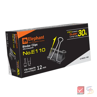 Elephant ตราช้าง คลิปหนีบกระดาษ คลิปดำ No. E110 , E111 , E112 จำนวน 1 กล่อง