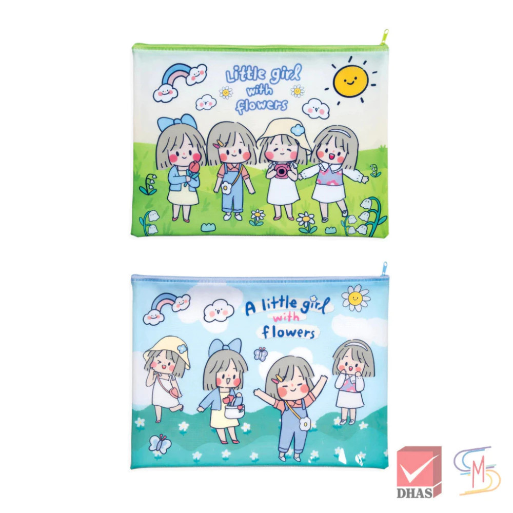 Elephant ตราช้าง แฟ้มซิป กระเป๋าซิปพลาสติก A4 ซิบบิลแอนฟลาวเวอร์ (คละลาย) จำนวน 1 ชิ้น