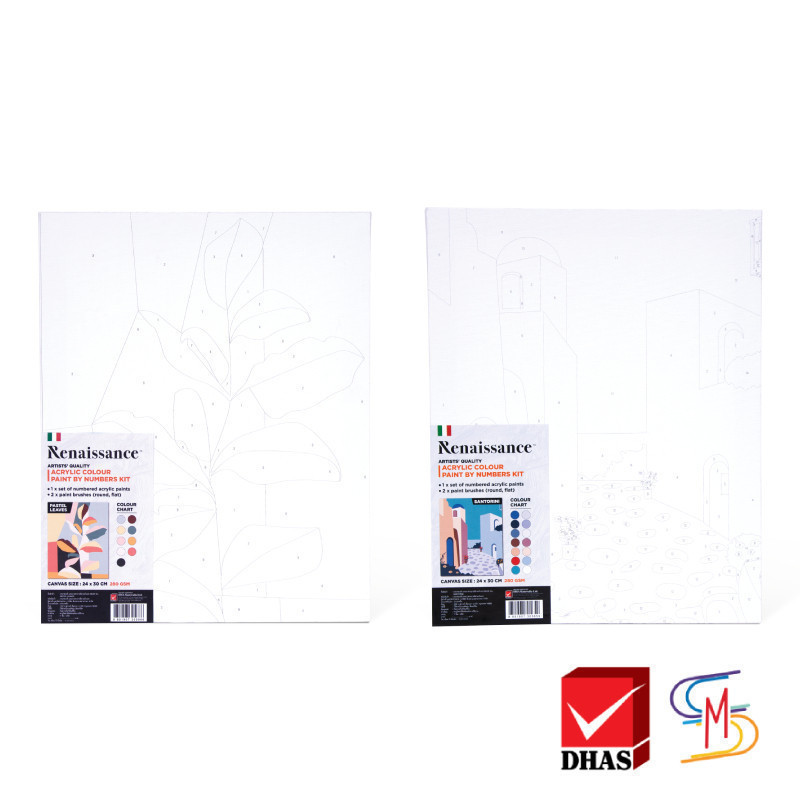 Renaissance เฟรมผ้าใบ เฟรมวาดรูป แคนวาส ระบายสีตามตัวเลข หนา 280แกรม ขนาด24x30cm.(1 ชิ้น)