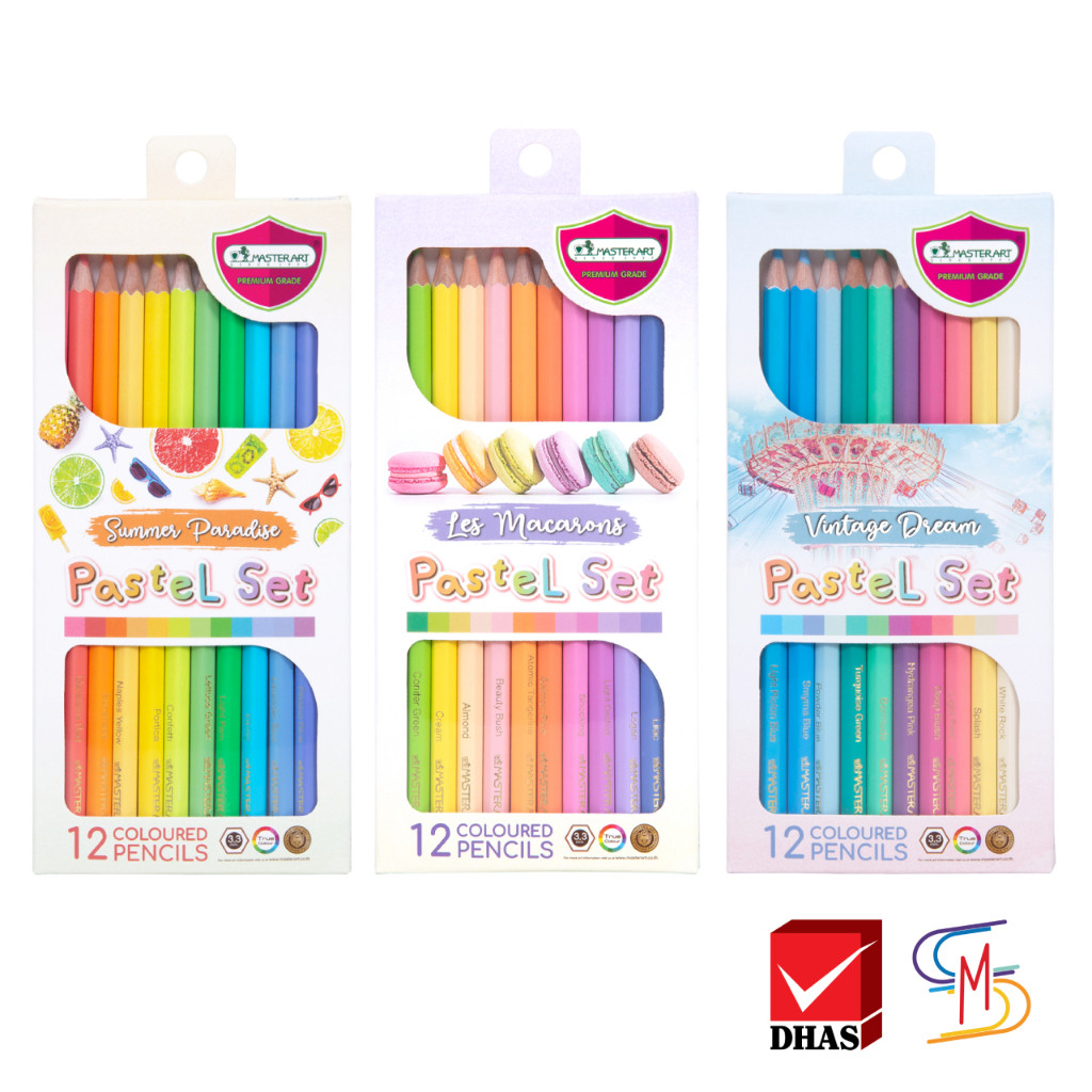 Master Art มาสเตอร์อาร์ต สีไม้ ดินสอสีไม้ 12 สี รุ่นพาสเทล จำนวน 1 กล่อง