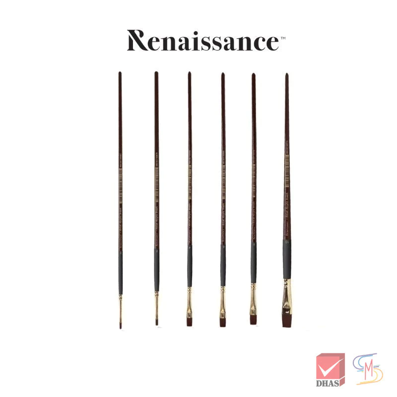 Renaissance พู่กัน พู่กันสีอะคริลิค ชนิดแบน FLAT BRUSH (เบอร์ 0 - 10)