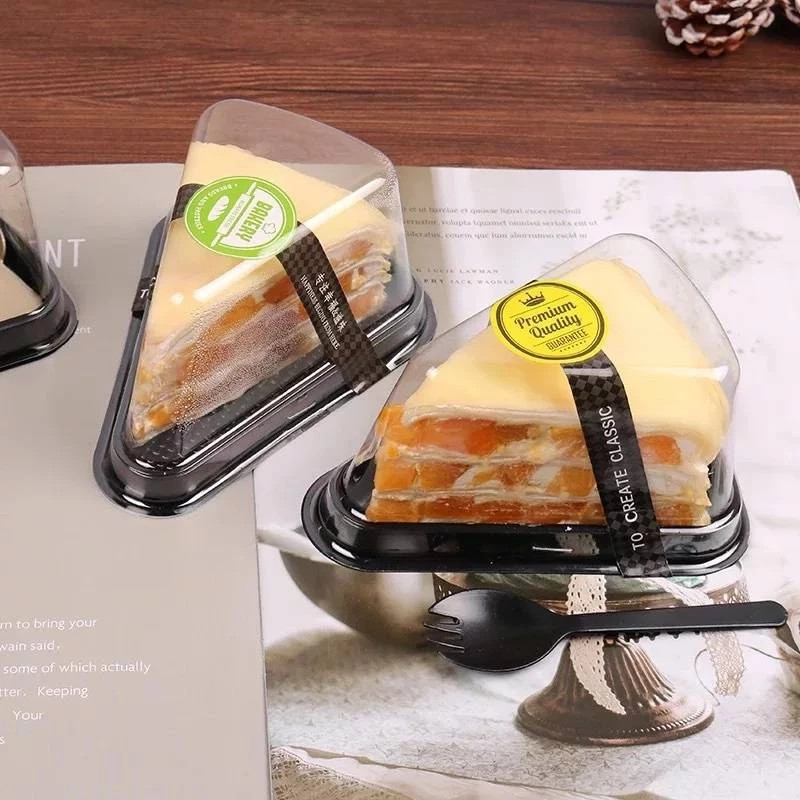 (50ชุด/แพ็ค) 8 นิ้ว กล่อง​เค้ก​สามเหลี่ยม​​ กล่องเบเกอรี่ ฝาสูง ใช้ดี ฝาล็อคง่าย Cake Slice Container Thai Packing
