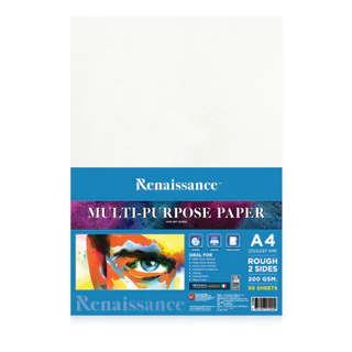 Renaissance กระดาษ กระดาษวาดเขียน ผิวหยาบ A4 200G 50 แผ่น จำนวน 1 ห่อ