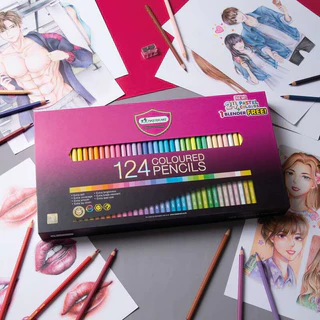 Master Art สีไม้ 124 สี รุ่นใหม่ (แท่งยาว) เฉดสีธรรมชาติ - 1 กล่อง
