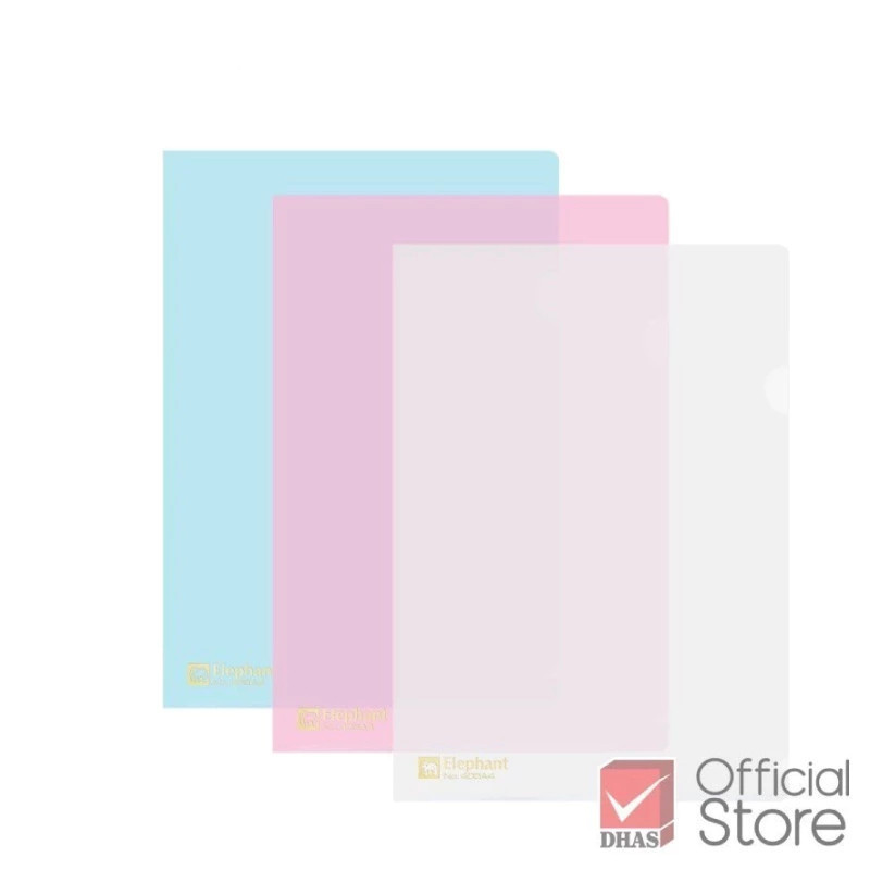 Elephant แฟ้มใส แฟ้มซองพลาสติก No.405 A4 คละสี จำนวน 3 ซอง/แพ็ค