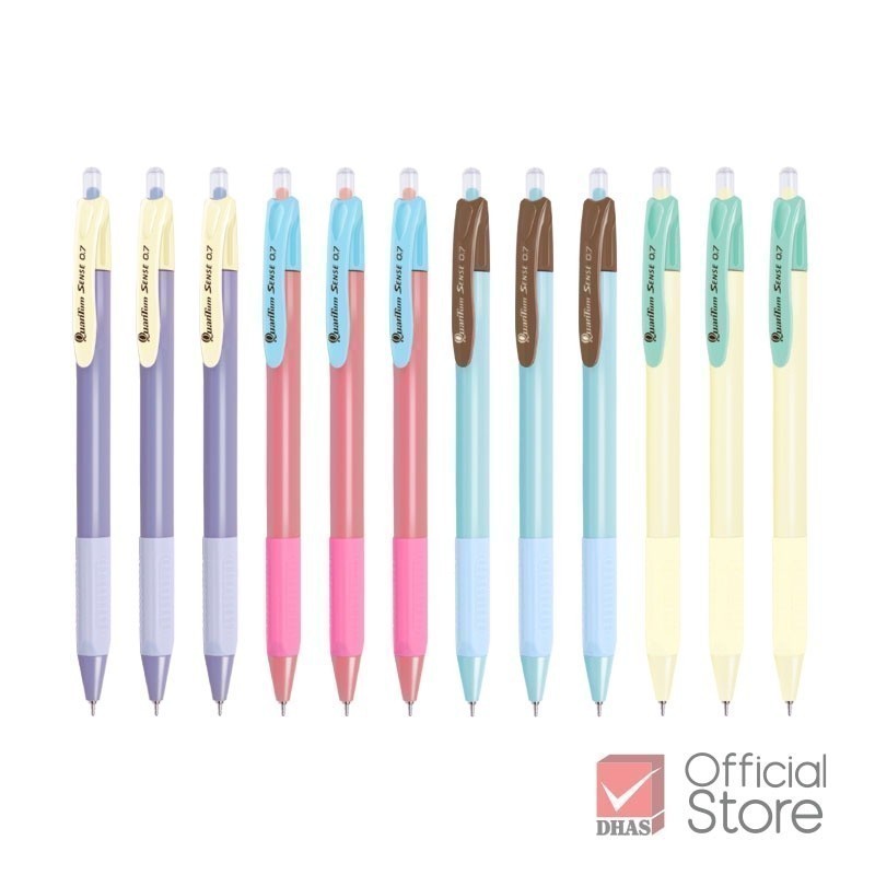 Quantum ปากกา ปากกาลูกลื่น เซนส์ 0.7 น้ำเงิน คละสี จำนวน 12 ด้าม