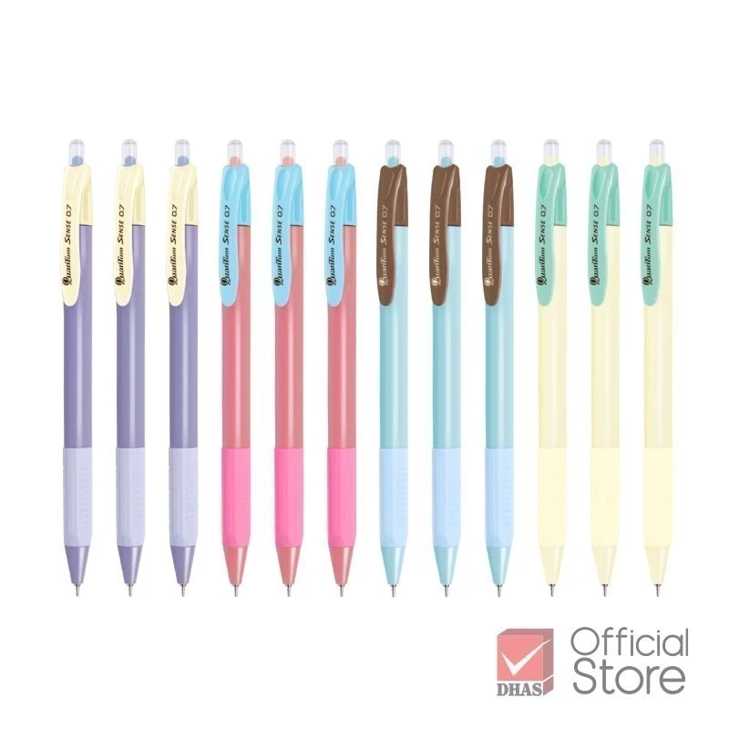 Quantum ปากกา ปากกาลูกลื่น เซนส์ 0.7 น้ำเงิน คละสี จำนวน 12 ด้าม