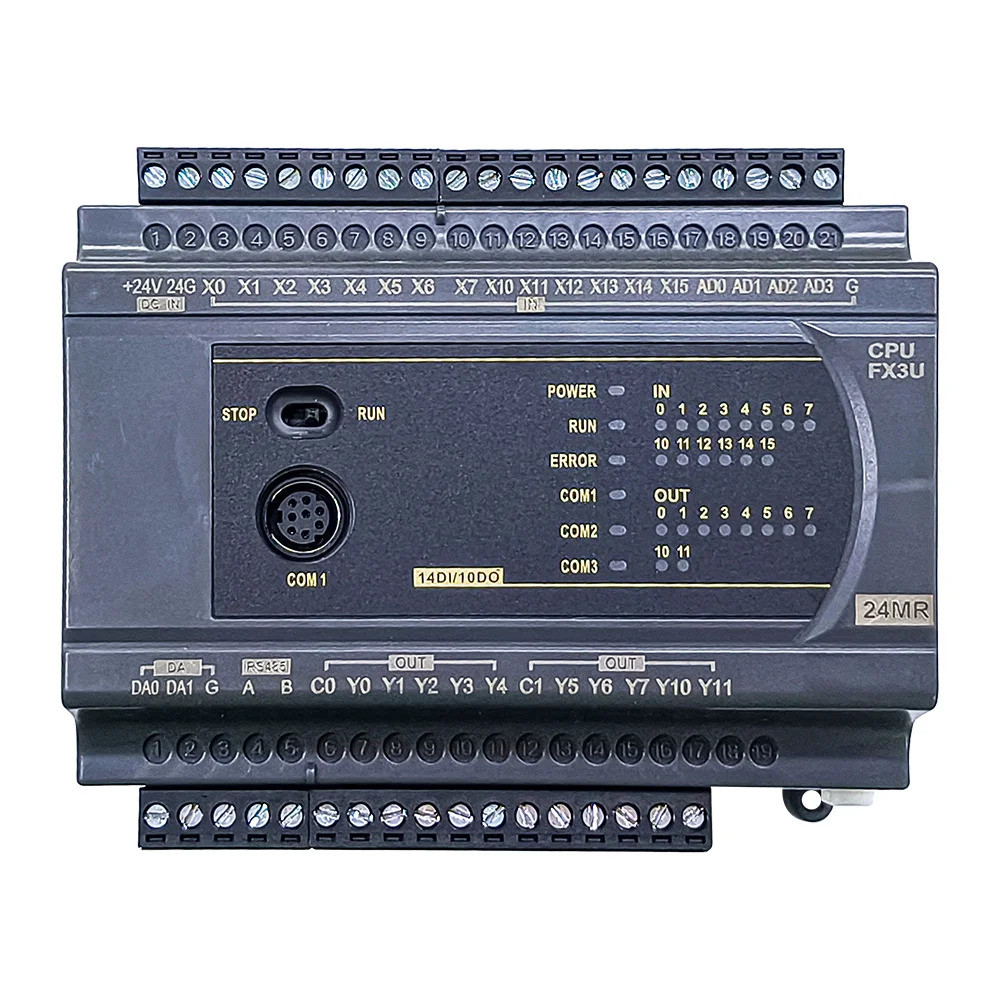 รีเลย์ทรานซิสเตอร์ FX3U 14/20/24/32/40/60 MR/MT 0-10V อินพุตอนาล็อก RS485 MODBUS