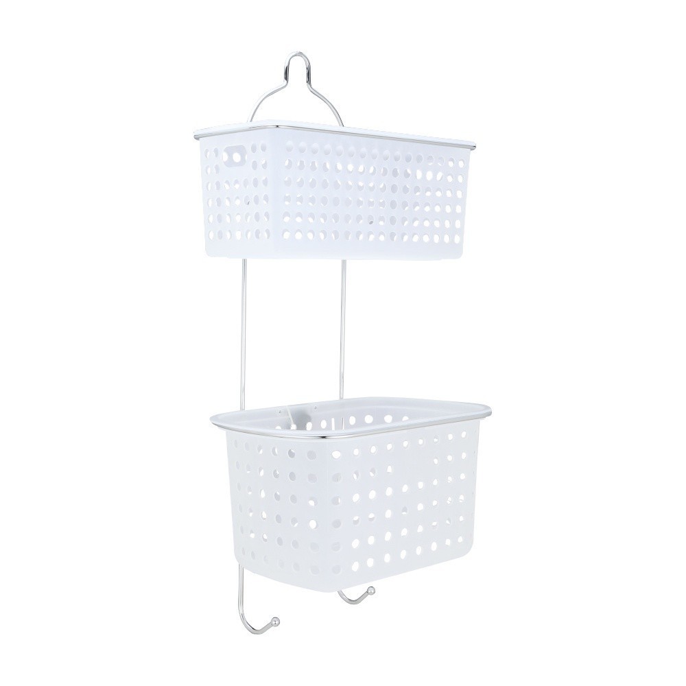 INDEX LIVING MALL ชั้นวางของในห้องน้ำ 2 ชั้น รุ่นสนอร์เอล – สีขาว/เงินโครเมียม