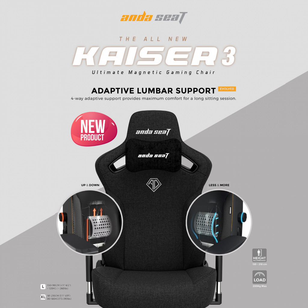 Anda Seat Kaiser 3 Size XL เก้าอี้เกมมิ่งตัวใหญ่ นั่งสบาย รองรับสรีระ ประกัน 6 ปี [AD12YDC-XL-01] รูปที่ 2
