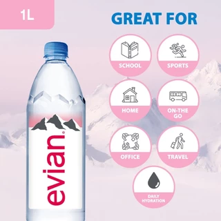 [ช้อป 3,000 ส่งฟรี กทม. และปริมณฑลบางพื้นที่] Evian Natural Mineral Water เอเวียง น้ำแร่ธรรมชาติ 1 ลิตร x 12 ขวด
