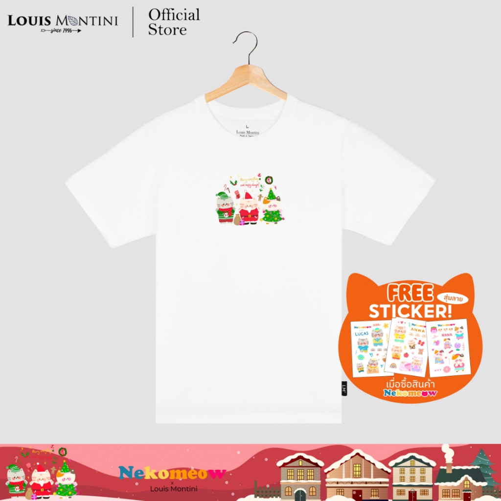 Louis Montini (Nekomeow) เสื้อยืด T-Shirt ผ้าคอตตอน 100% Super soft (Christmas Meow Ver.1) LMTM08