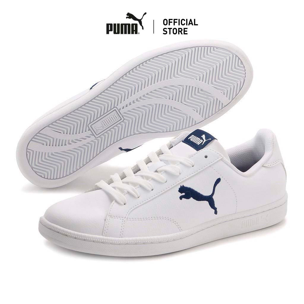 PUMA BASICS - รองเท้าผ้าใบ Smash Cat Leather สีขาว - 36294506