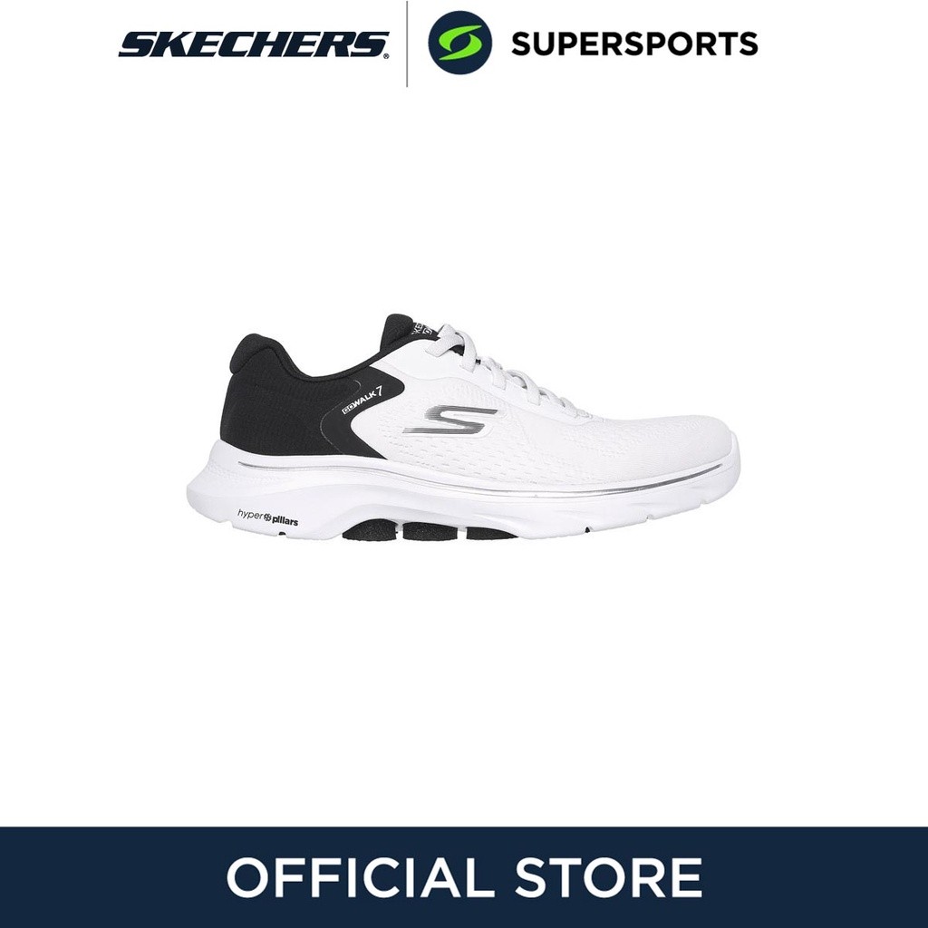 SKECHERS Go Walk 7 - Cosmic Waves ຮອງເທົ້າຜູ້ຍິງ 125215-WBK ຜູກເຊືອກ ນ້ຳໜັກເບົາ ລະບາຍອາກາດ