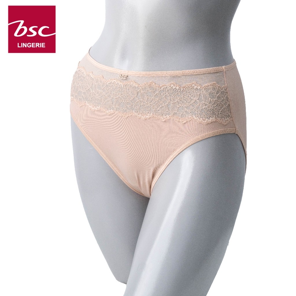 BSC กางเกงในแบรนด์ดัง เอวสูง High Waist  ผ้าไมโครเนื้อนุ่มแต่งลูกไม้ ยืดหยุ่น เก็บกระชับดี รุ่น BU4306