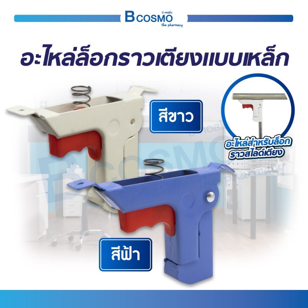 อะไหล่ล็อคราวเตียง แบบเหล็ก สีฟ้า สีขาว