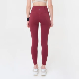 Wakingbee WB Tights (Burgundy) เลกกิ้งออกกำลังกาย เก็บทรงกระชับพิเศษ เอวสูง มีแถบเก็บพุง มีกระเป๋าซิป ผ้าแห้งไว