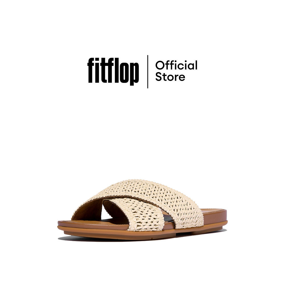 FITFLOP GRACIE WOVEN CROSS SLIDES รองเท้าแตะผู้หญิง รุ่น JA8-C25 สี OFF-WHITE