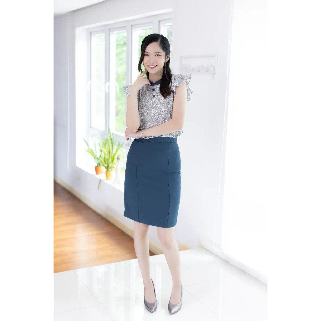 Narinari : MT3911 Overlap Collar Frill Sleeve Blouse  เสื้อแขนกุด แต่งระบายแขน ราคา ถูกที่สุด ดีลบีเคเค แกลเลอรีภาพที่ 5
