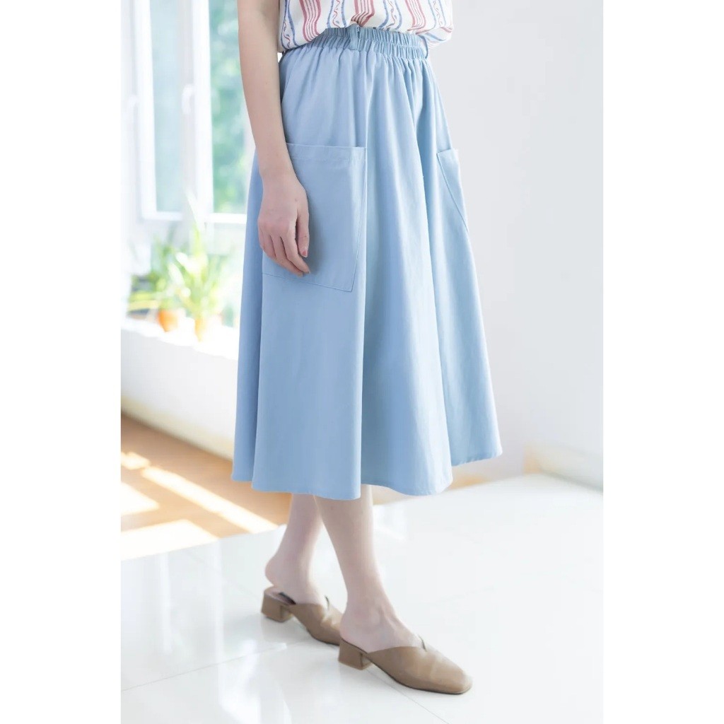 Narinari : PK03 Pocket Skirt กระโปรงคอตตอนเนื้อนิ่ม