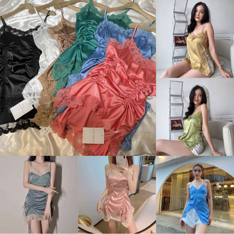 ชุดนอนผ้าซาตินงานป้ายMika.brand งานสวยคุ้มมาก🌵