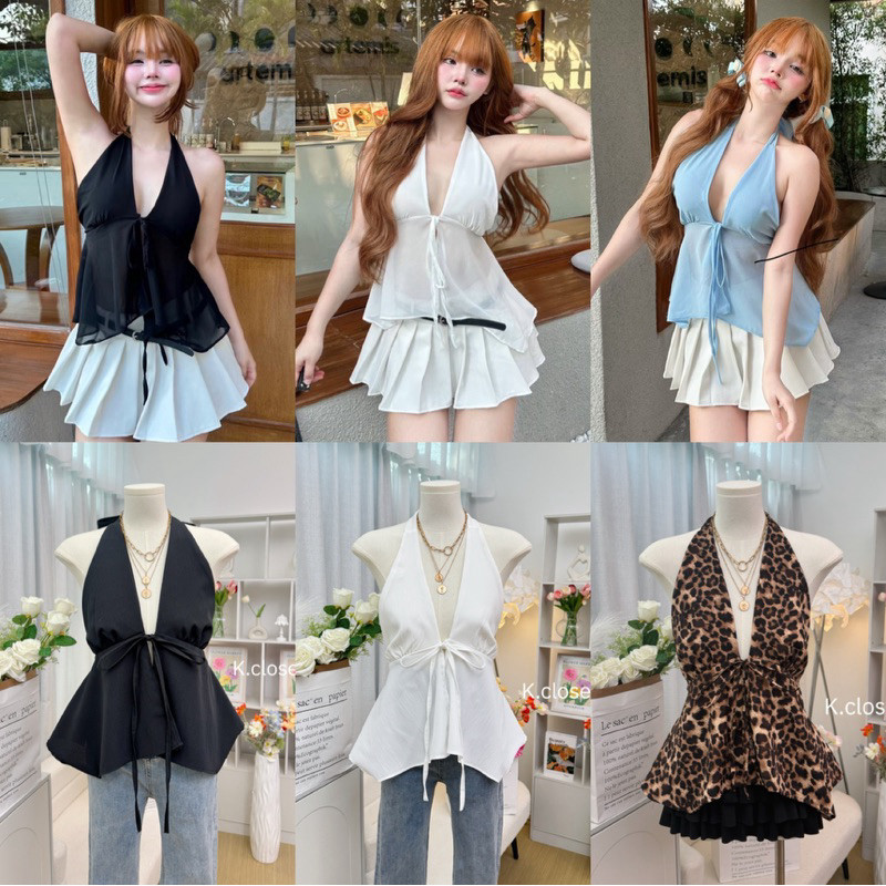 เสื้อสายเดี่ยวทะเล คล้องคอทะเล สวยหรูดูแพง สาวอวบใส่ได้(มีผ้าชีฟอง)✨✨