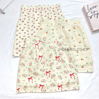 💐กระโปรงทรงเอผ้ายีนส์ลายดอกไม้(XS-5XL)
