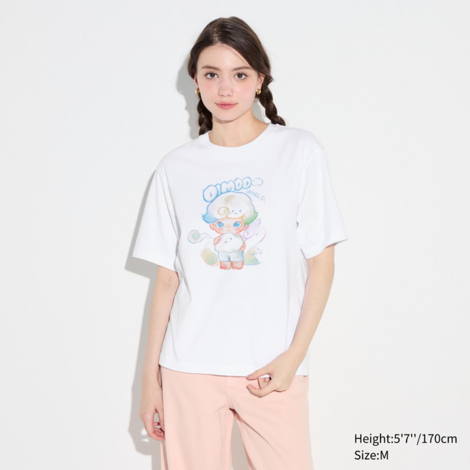 ใหม่ UNIQLO Woman x POP MART DIMOO WORLD UT เสื้อยืดแขนสั้น, เสื้อยืดผู้หญิง Unisex