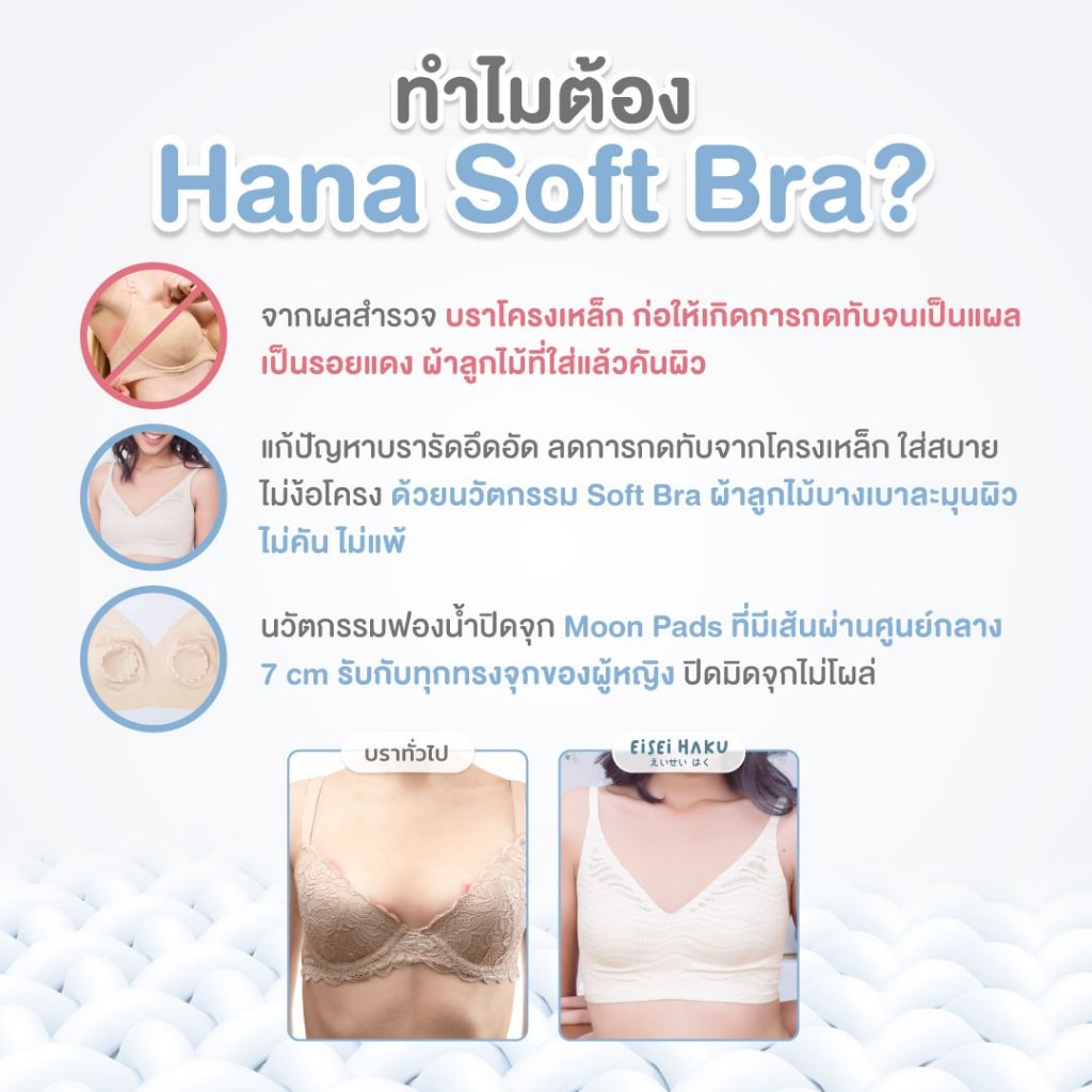 Eisei Haku Hana Bra (แพ็ก 3 ตัว) บราลูกไม้ นุ่มใส่สบาย ไม่คัน ไม่ระคายเคืองบาดผิว บราไร้โครงไม่กดทับ - รูปที่ 2