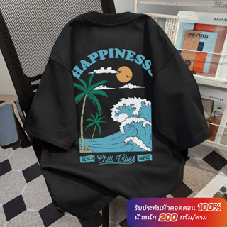 (ผ้าฝ้าย 100%)Luvoro oversize unisex เนื้อผ้านุ่มระบายแขนสั้…