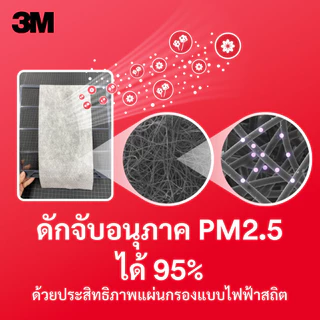 3M™ แผ่นกรองสิ่งแปลกปลอมในอากาศ สำหรับใส่เครื่องปรับอากาศ, ดักจับสารก่อภูมิแพ้และ PM 2.5, รุ่น 9808