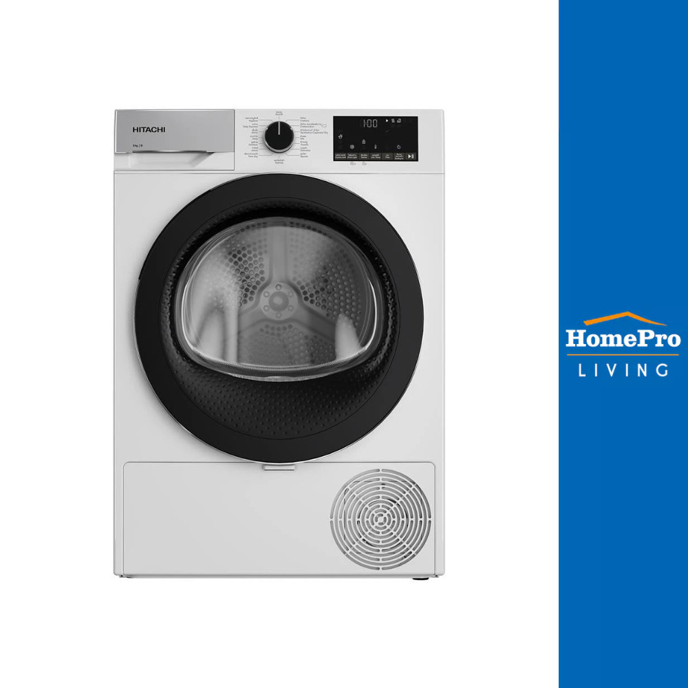 [จัดส่งพร้อมติดตั้ง] HITACHI เครื่องอบผ้าฝาหน้า รุ่น TD90YFE 9 กก. สีขาว