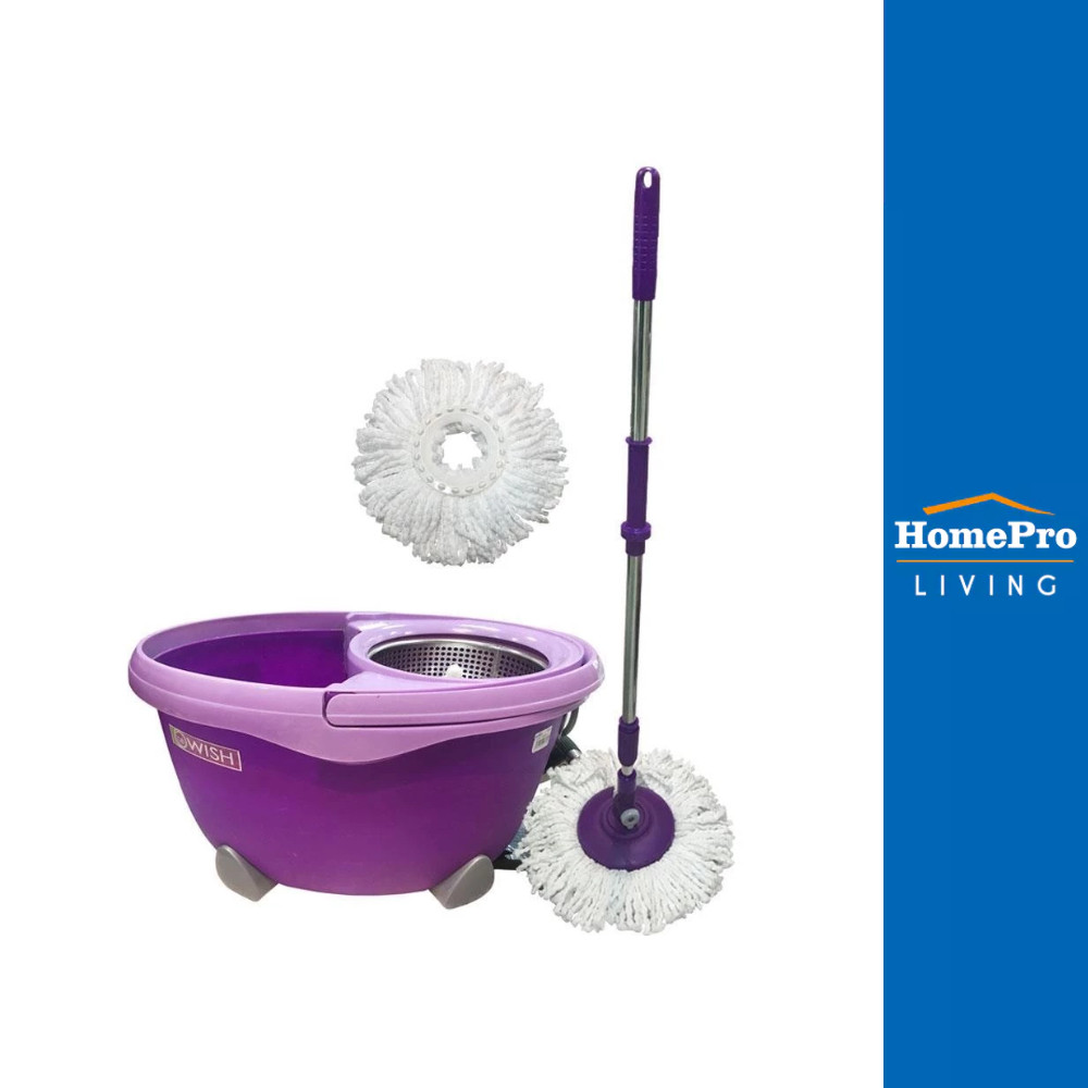 BE WISH ชุดอุปกรณ์ถังปั่นพร้อมไม้ม็อบ STAINLESS PRO 2 สีม่วง จัดส่งโดย HomePro