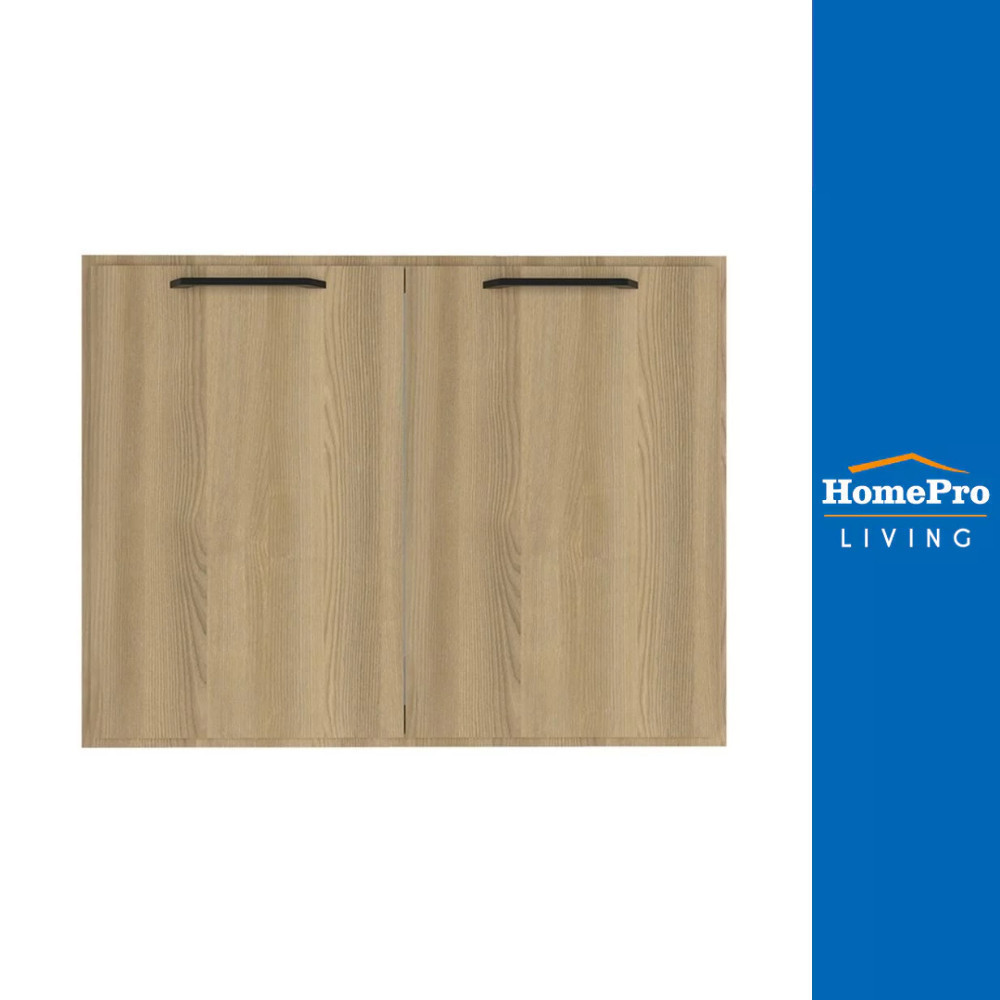 PARAZZO บานซิงค์คู่ WPC ENZO มือจับดำ 80x60 ซม. สี เนเจอรัลโอ๊ค จัดส่งโดย HomePro