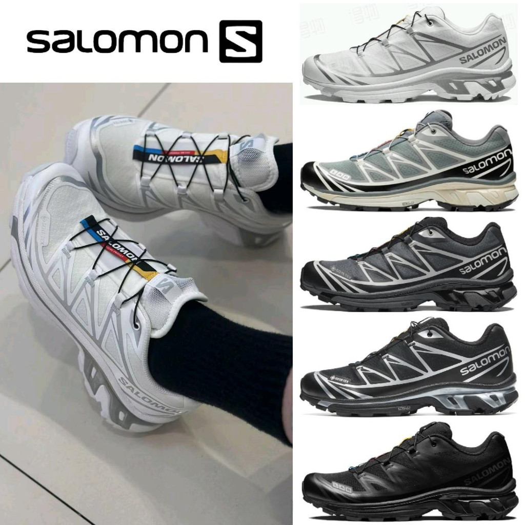 ของแท้ 100% Salomon XT 6 GTX Black White Gore Tex Grey Silver รองเท้าผ้าใบสำหรับผู้ชาย และผู้หญิง