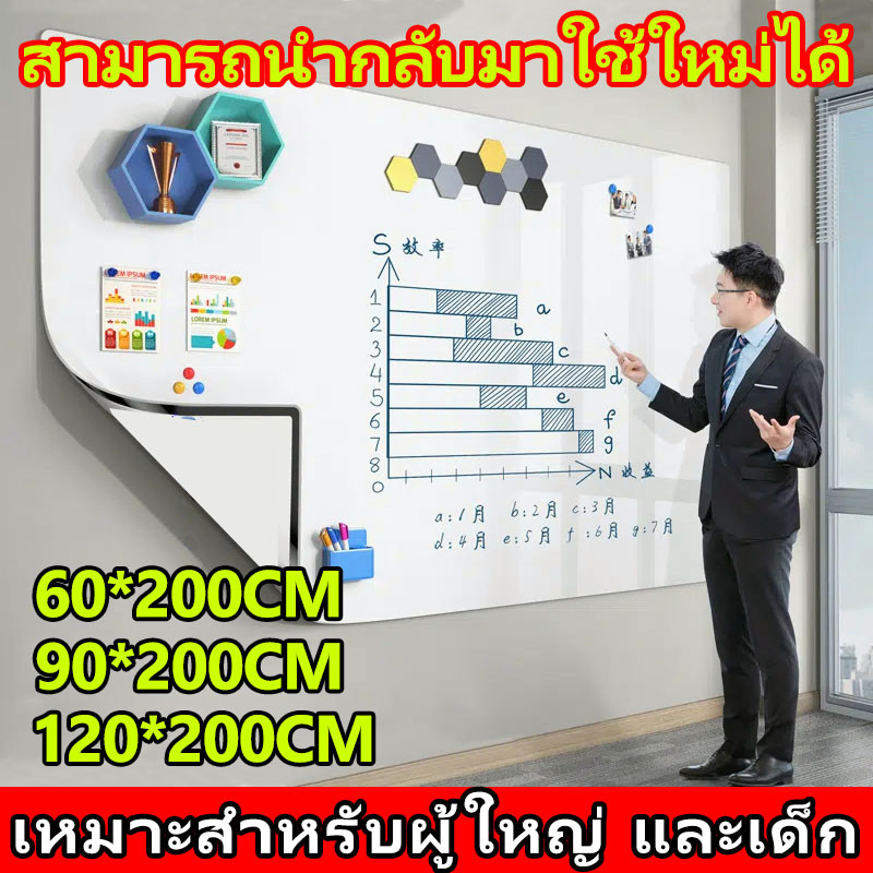 📝กระดานไวท์บอร์ด สติกเกอร์ไวท์บอร์ด ไวท์บอร์ดแปะ  ดูดซับด้วยไฟฟ้าสถิต ไวท์บอร์ดเครื่องเขียน มี3ขนาด กว้าง60/90/120