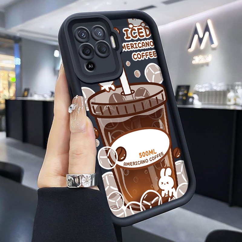 เคสสำหรับ OPPO A94 F19 Pro Reno 5F Reno 5 Lite เคสป้องกันซิลิโคนเคสมือถือกันกระแทกชานม