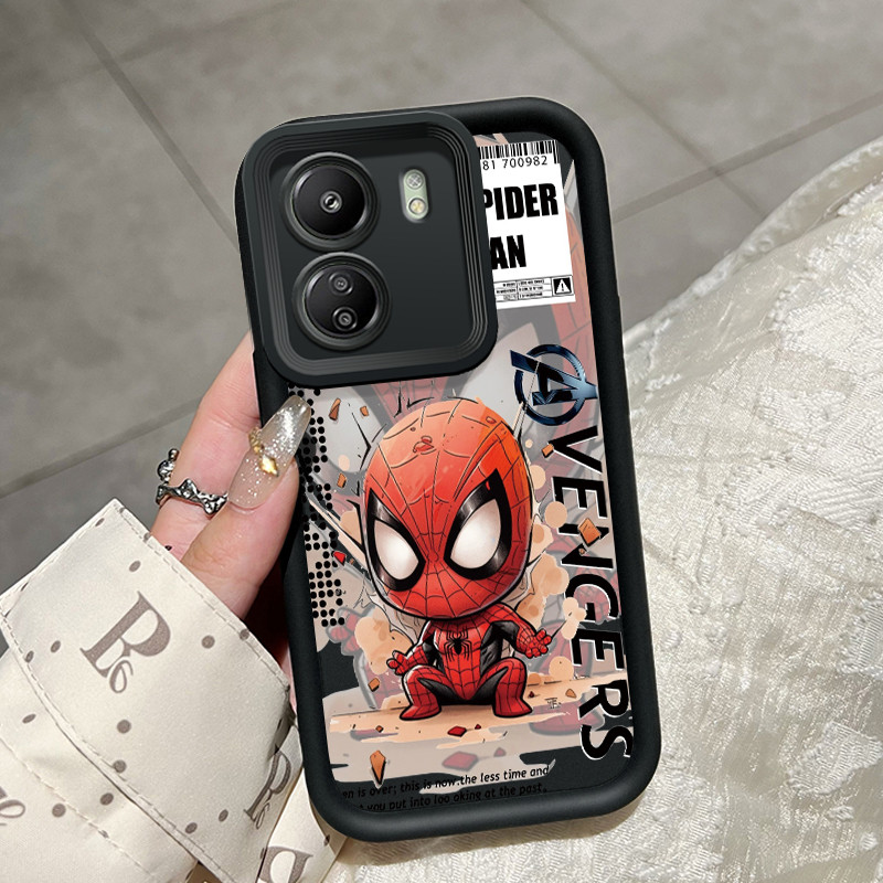 เคสสำหรับ Xiaomi Redmi 13C POCO C65 เคสป้องกันการกระแทกเคสซิลิโคนซิลิโคนโทรศัพท์รูปมนุษย์แมงมุมการ์ตูน