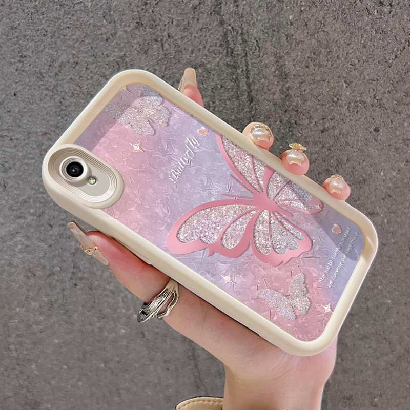 เคสสำหรับ VIVO Y91C Y90 Y1s เคสโทรศัพท์ทนต่อการขีดข่วนและกันกระแทกซิลิโคนอ่อนดีไซน์สวยผีเสื้อเป็นประกาย