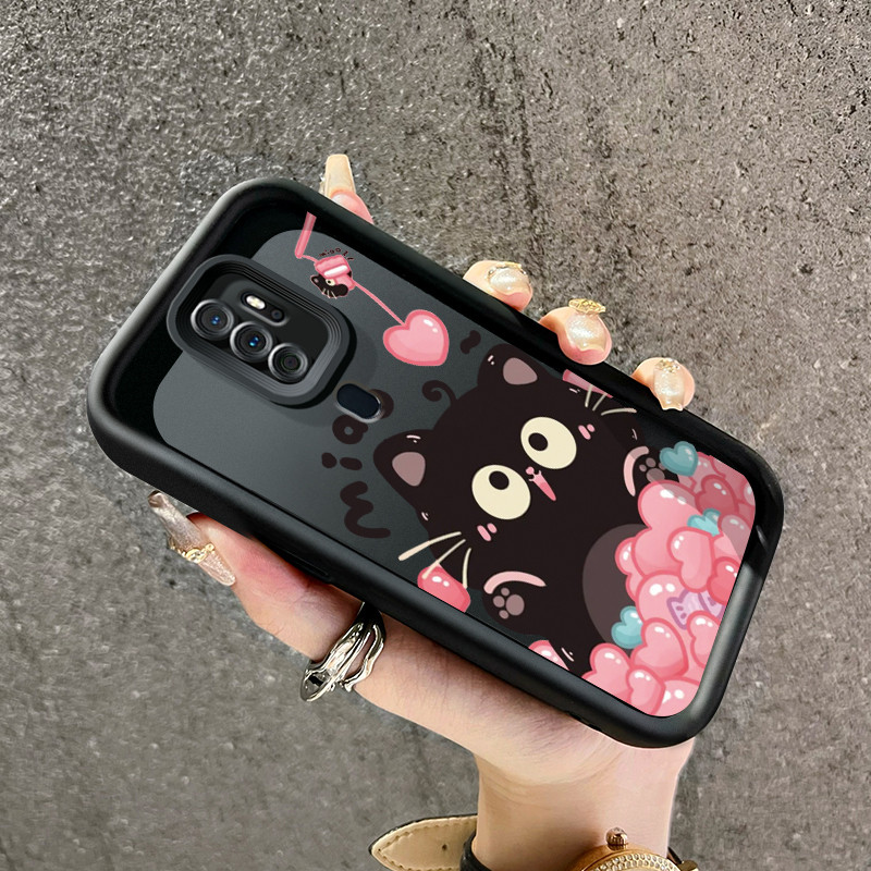 เคสสำหรับ OPPO A5 2020 OPPO A9 2020 เคสป้องกันรูปแมวดำน่ารักพร้อมเคสโทรศัพท์ซิลิโคนนิ่ม