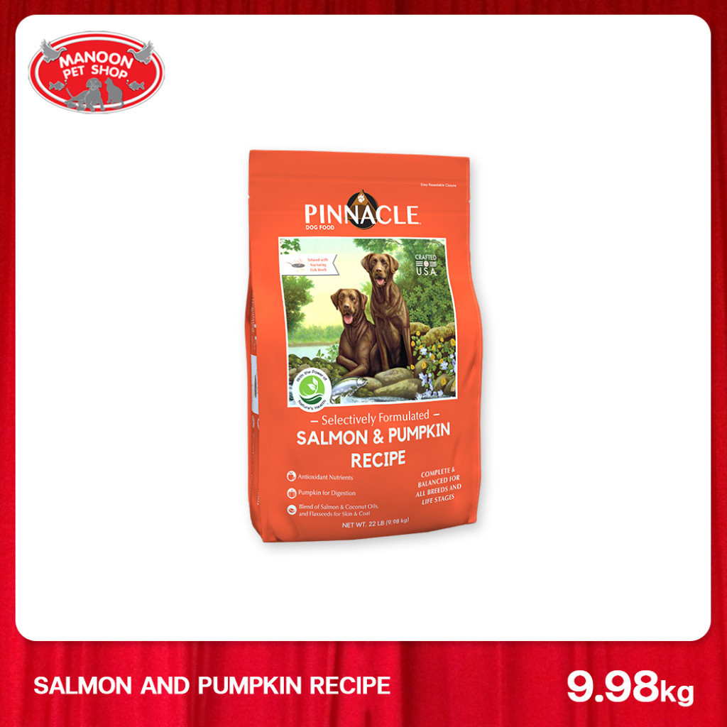 PINNACLE Grain Free Salmon&Pumpkin 9.98kg (22lbs) อาหารสุนัขสูตรแซลมอนและฟักทอง
